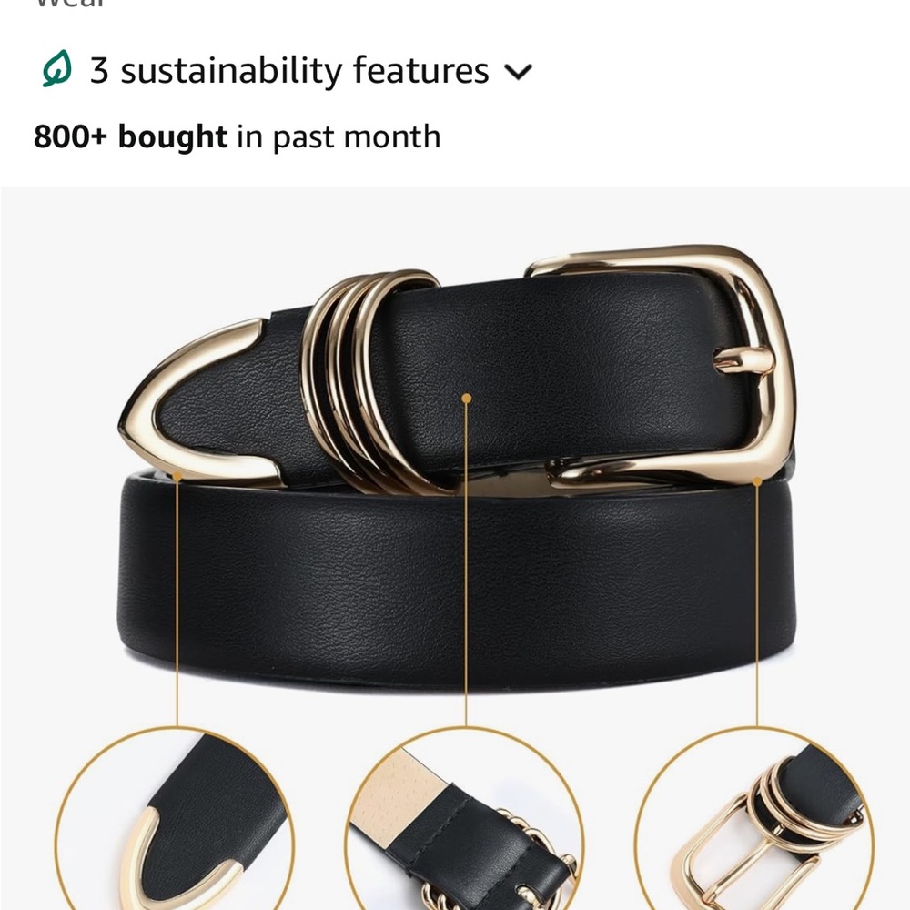Risantry women’s black and gold belt